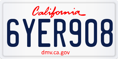 CA license plate 6YER908