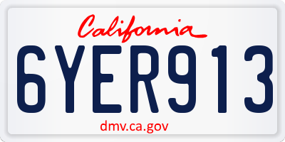 CA license plate 6YER913