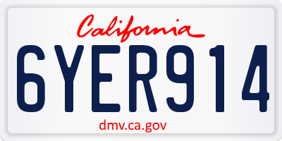 CA license plate 6YER914