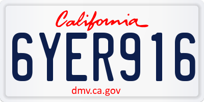 CA license plate 6YER916