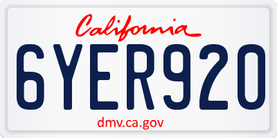 CA license plate 6YER920