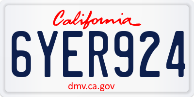 CA license plate 6YER924