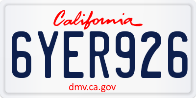 CA license plate 6YER926