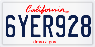 CA license plate 6YER928