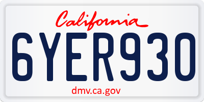 CA license plate 6YER930