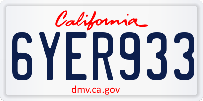 CA license plate 6YER933