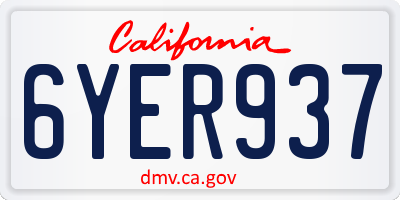 CA license plate 6YER937