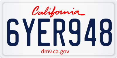 CA license plate 6YER948