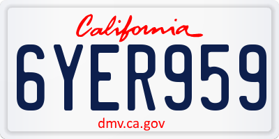 CA license plate 6YER959