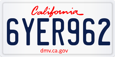 CA license plate 6YER962
