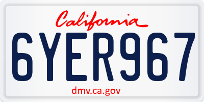 CA license plate 6YER967