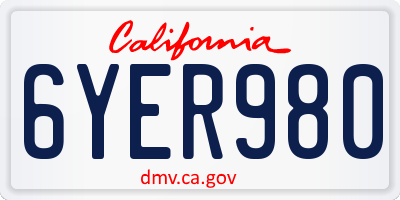 CA license plate 6YER980