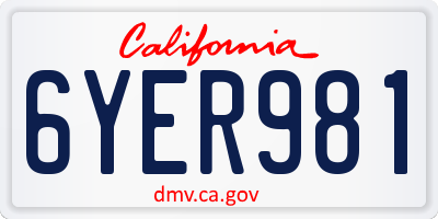 CA license plate 6YER981