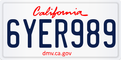 CA license plate 6YER989