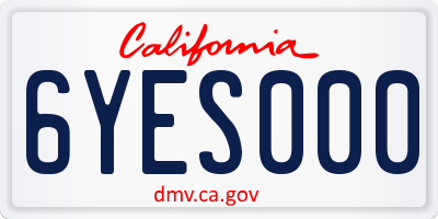 CA license plate 6YES000