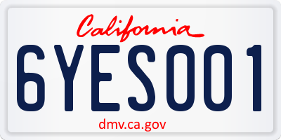 CA license plate 6YES001