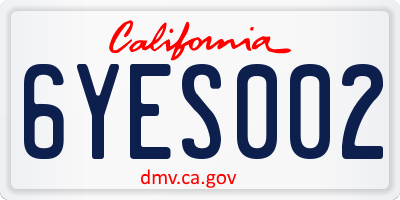 CA license plate 6YES002