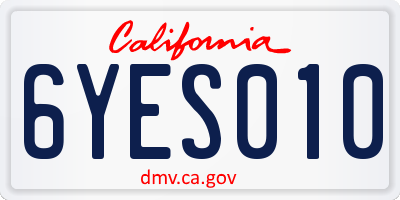 CA license plate 6YES010