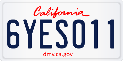 CA license plate 6YES011