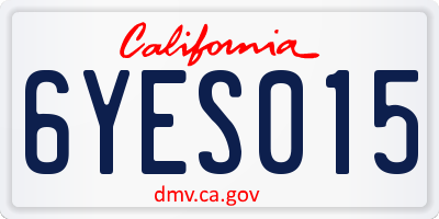 CA license plate 6YES015