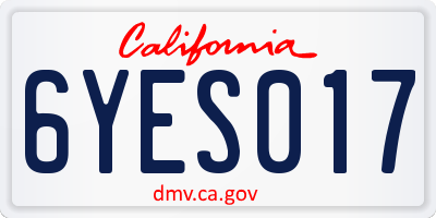 CA license plate 6YES017