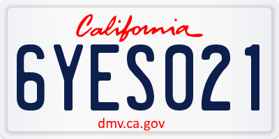 CA license plate 6YES021