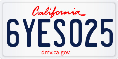 CA license plate 6YES025