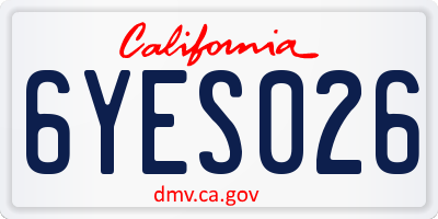 CA license plate 6YES026