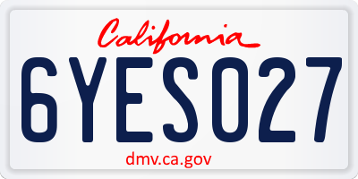 CA license plate 6YES027