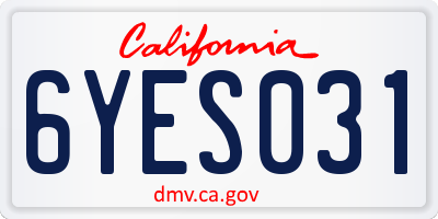 CA license plate 6YES031