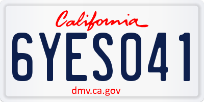 CA license plate 6YES041