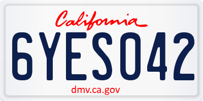 CA license plate 6YES042