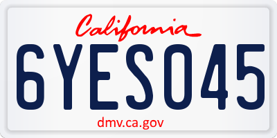 CA license plate 6YES045