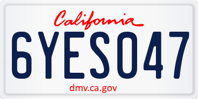 CA license plate 6YES047