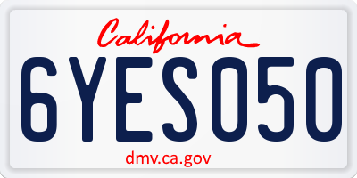 CA license plate 6YES050