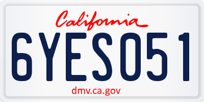 CA license plate 6YES051