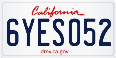 CA license plate 6YES052