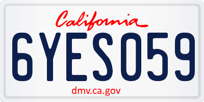 CA license plate 6YES059
