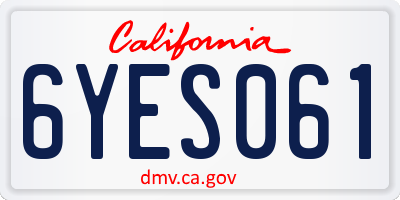 CA license plate 6YES061