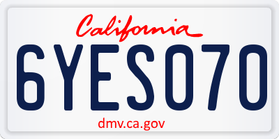CA license plate 6YES070