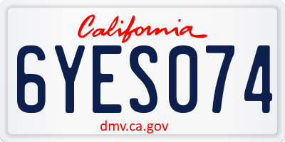 CA license plate 6YES074