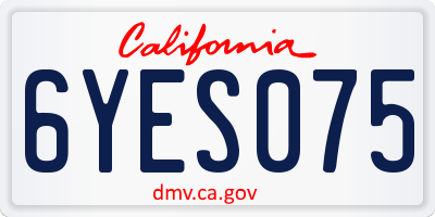 CA license plate 6YES075