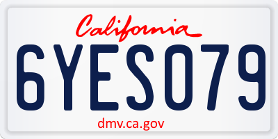 CA license plate 6YES079