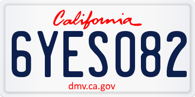 CA license plate 6YES082