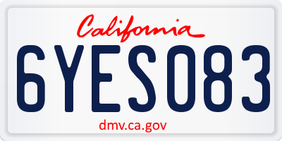 CA license plate 6YES083