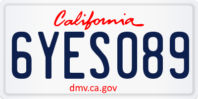 CA license plate 6YES089