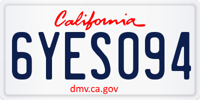 CA license plate 6YES094