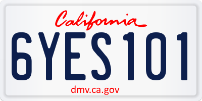CA license plate 6YES101