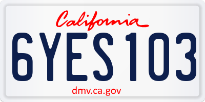 CA license plate 6YES103