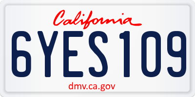 CA license plate 6YES109